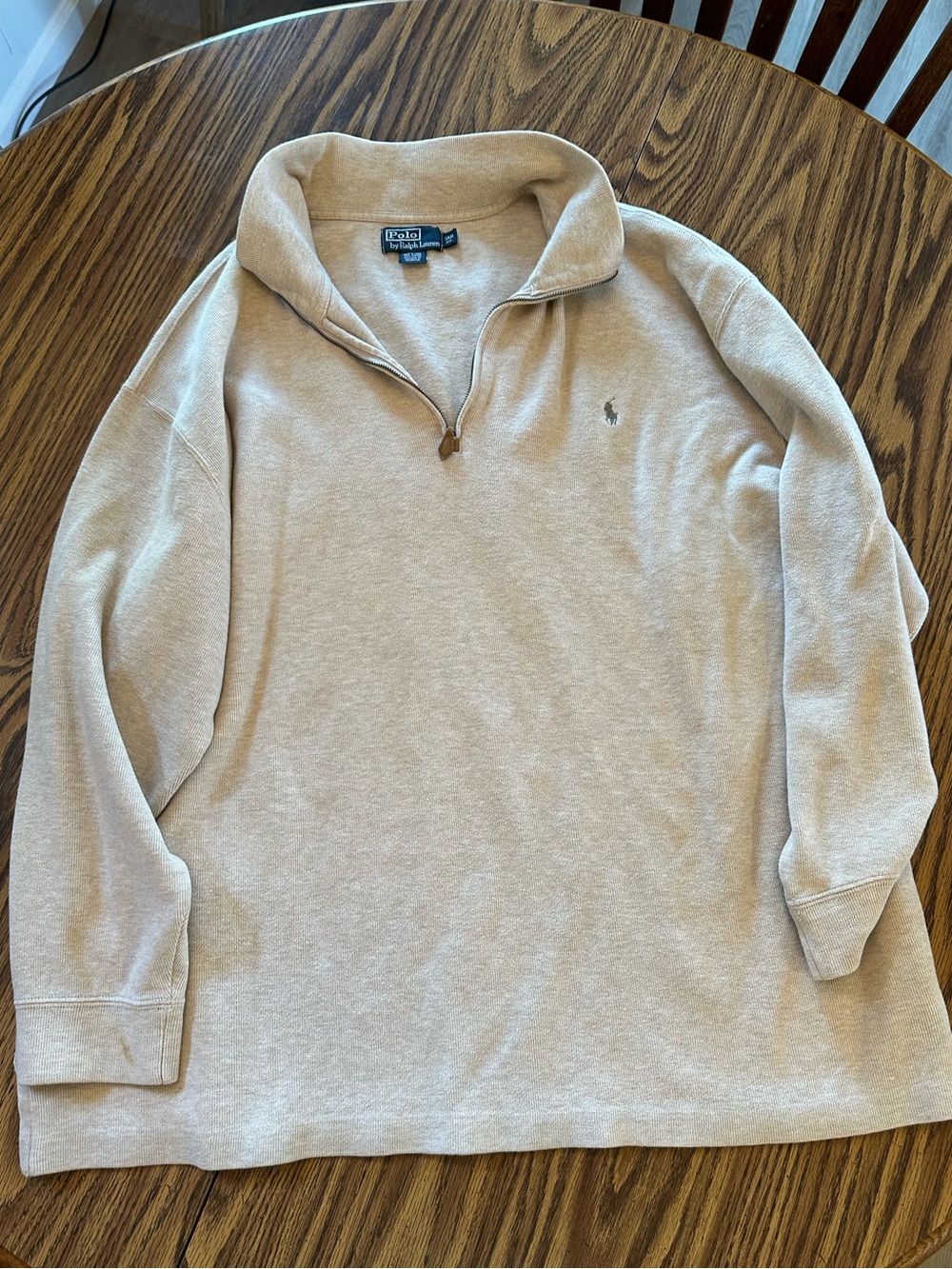 Ralph Lauren Men's Quarter-Zip Sweater in Light Beige